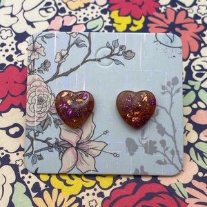 3 for $12 - Handmade Heart Chunky Glitter Sterling Silver Earrings